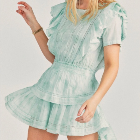 NWOT Loveshackfancy Natasha Mini Dress in Moss Green - Picture 5 of 5